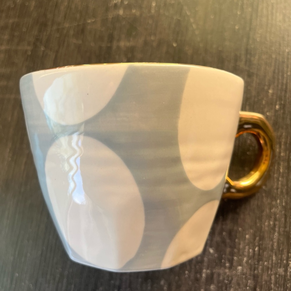 YESTERYEAR FOR ANTHROPOLOGIE BY BRIDGET BODENHAM CREAM DOT MUG 3 1/2" STONEWARE - Picture 3 of 10